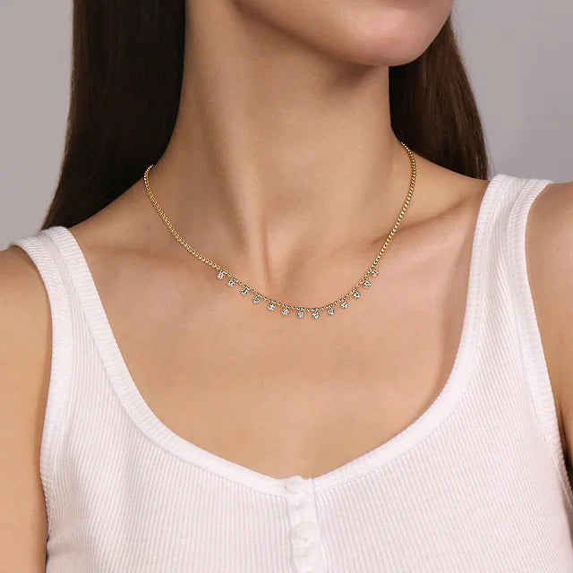 Diamond Drop Station Necklace
