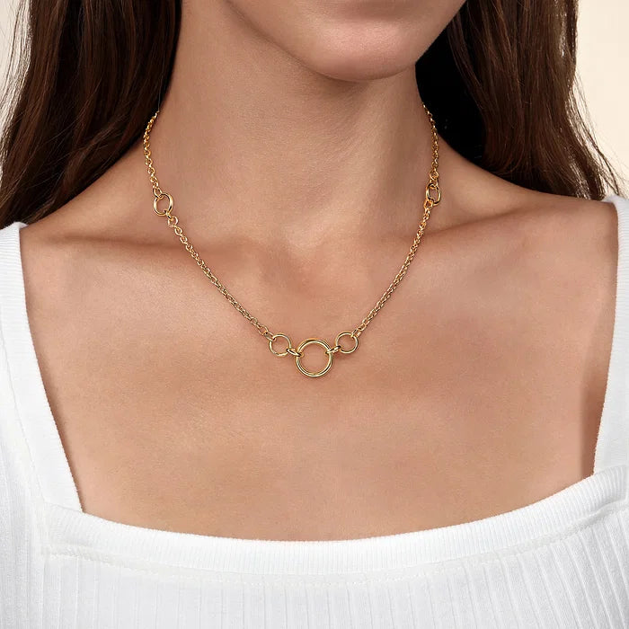 Yellow Gold Tube Link Necklace
