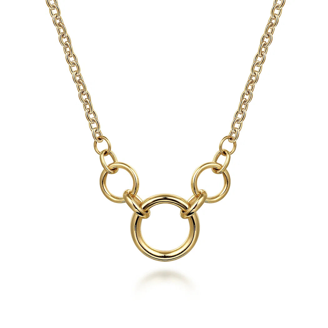 Yellow Gold Tube Link Necklace