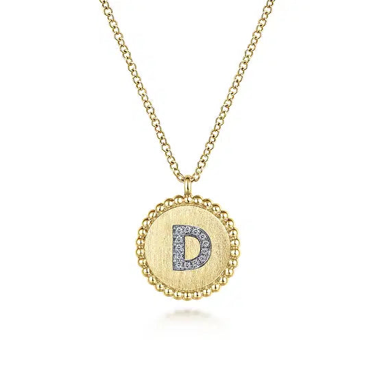 Yellow Gold Diamond Initial Necklace