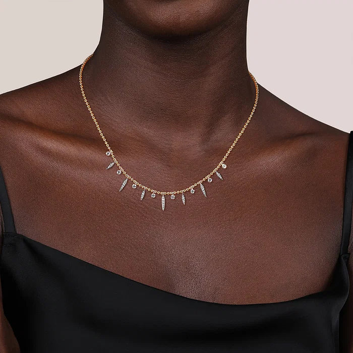 Diamond Spike Droplet Necklace