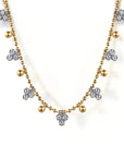 Diamond Drop and Yellow Gold Bead Necklace