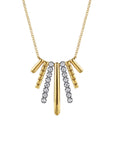Modern Diamond and Gold Graduated Pendant Necklace