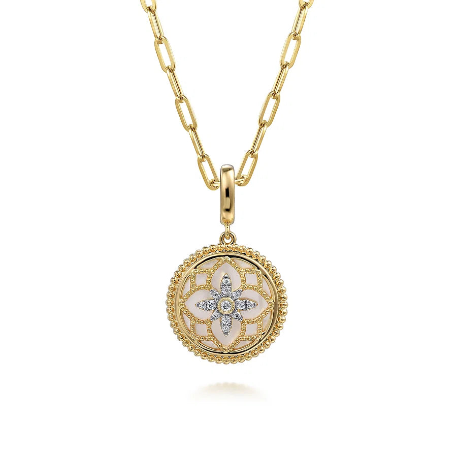 Diamond and Mother of Pearl Medallion Pendant