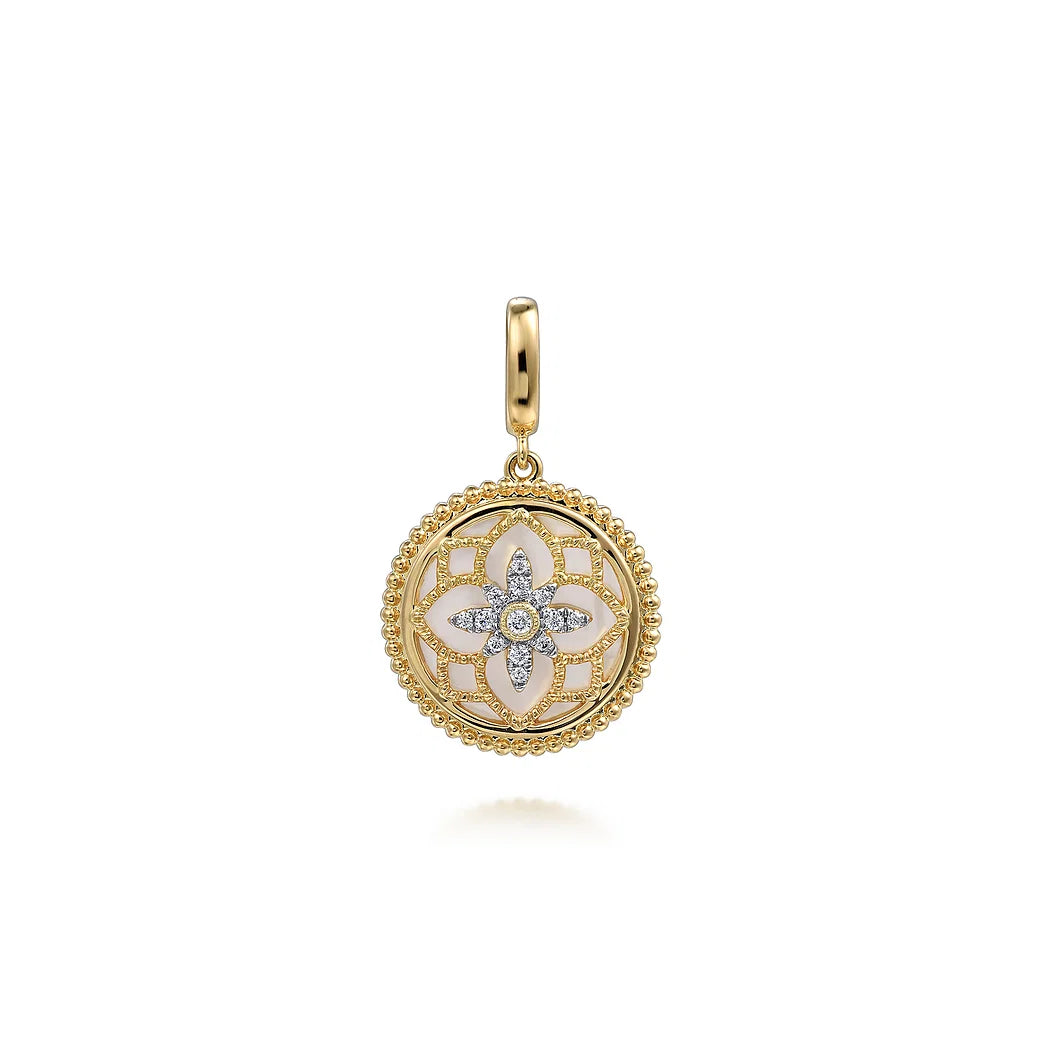 Diamond and Mother of Pearl Medallion Pendant