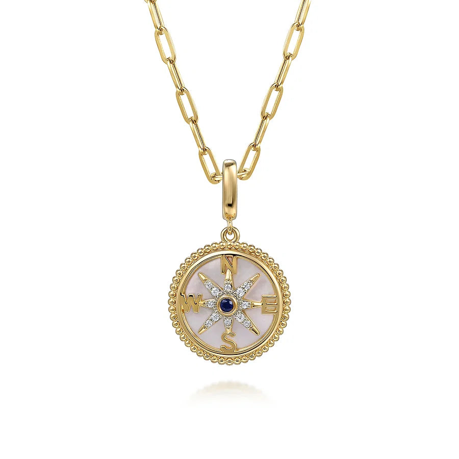 Diamond and Sapphire Compass Medallion Pendant