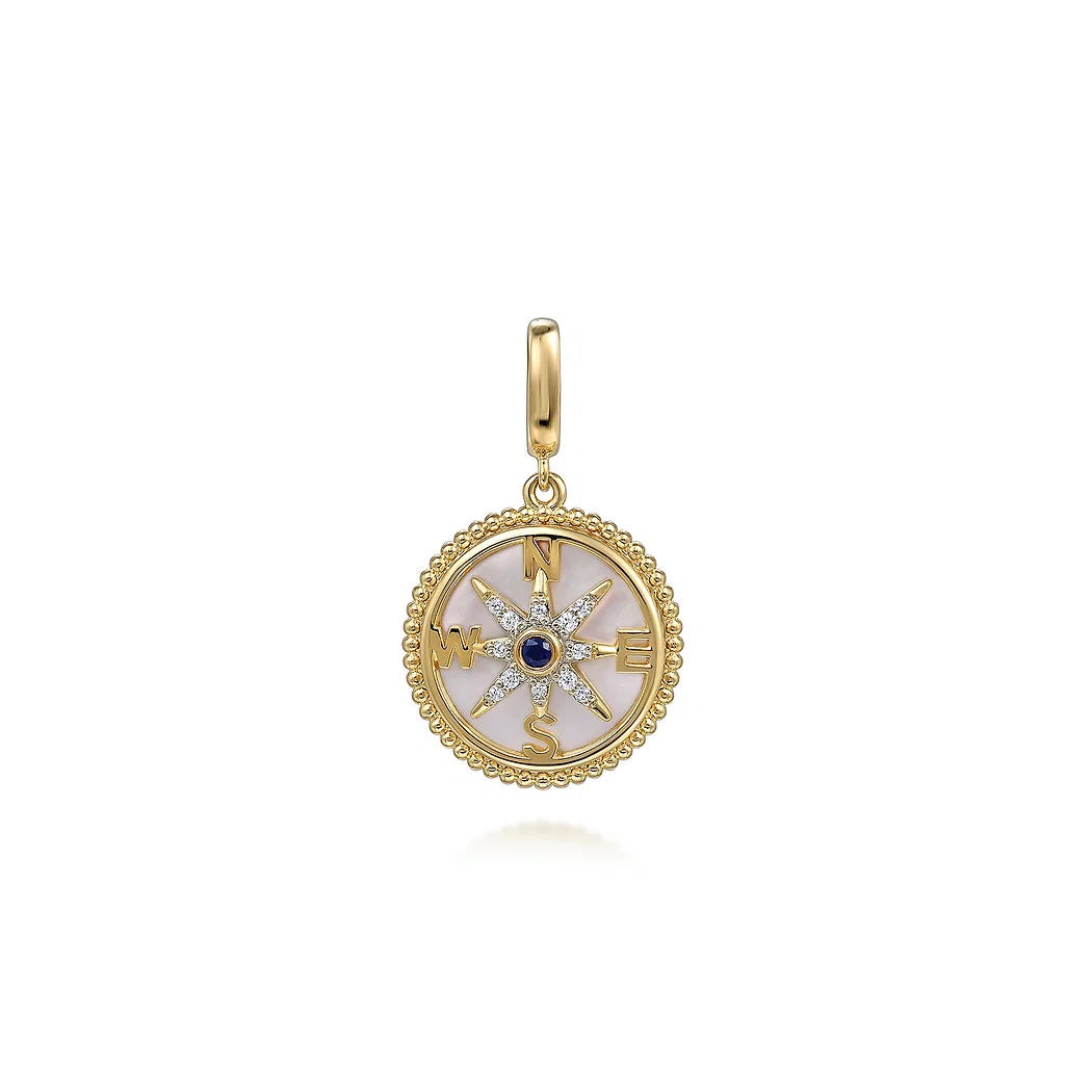 Diamond and Sapphire Compass Medallion Pendant