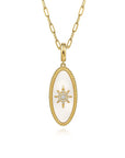 Diamond and White Mother of Pearl Oval Shape Medallion Pendant
