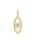 Diamond and White Mother of Pearl Oval Shape Medallion Pendant