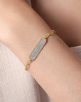 Diamond Pavé Wide Bar Chain Link Bracelet