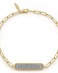 Diamond Pavé Wide Bar Chain Link Bracelet