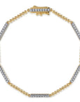 Diamond Tennis Bracelet with Beaded Yellow Gold